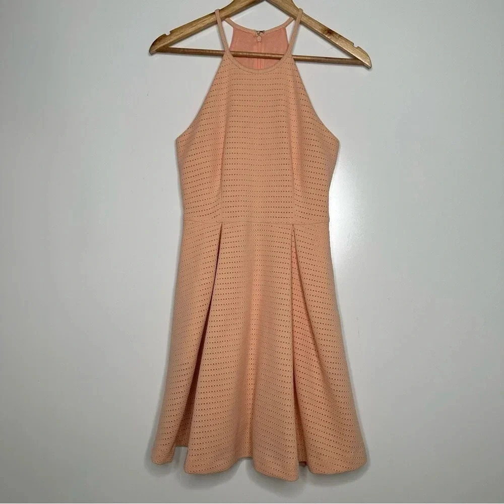 Hutch Anthropologie Peach A-Line Halter Mini Dress Size XS